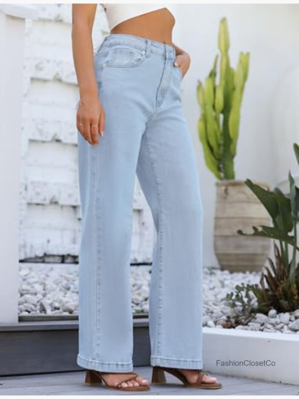 High Waisted Straight Leg Stretchy Lightweight Tummy Control Jeans - Picture 3 of 7